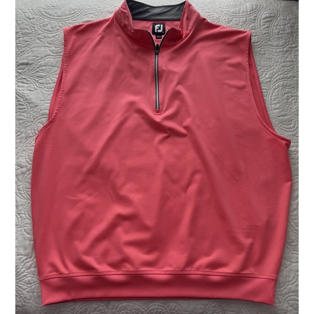 Footjoy Performance Vest Men’s 2XL Coral Pink Golf 1/2 Zip Stretch Sleeveless